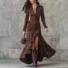English Dress Long Sleeve Round Neck Zip Back Asymmetrical Hem For Casual Autumn 2025