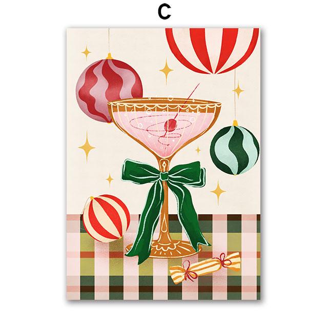 Рождественская елка Девочка Санта Клаус Машина Подарок Вечеринка Настенное искусство Холст Живопись Скандинавские постеры Принты Картина для гостиной Домашний декор