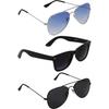 Dervin Unisex Adult Aviator Sunglasses Blue & Black Frame, Blue & Black Lens -Pack of 3