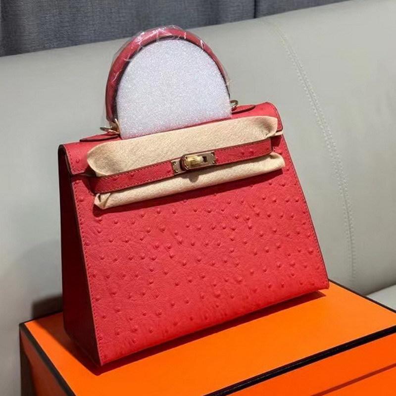 2026 Новая женская кожаная сумка первый слой рисунок страуса коровья кожа первое и второе поколение портативная на одно плечо через плечо женская сумка