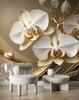 Wallpaper Golden Orchid Flower 3D