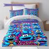Name Custom Cookie Monster Pattern Bedding Set Quilt Cover Pillowcase Home Decor Gift (1 * duvet cover + 2 * pillowcase, without core)