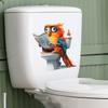 Owl Reading Newspapers Bathroom Toilet and Toilet Stickers for Beautification and Decoration