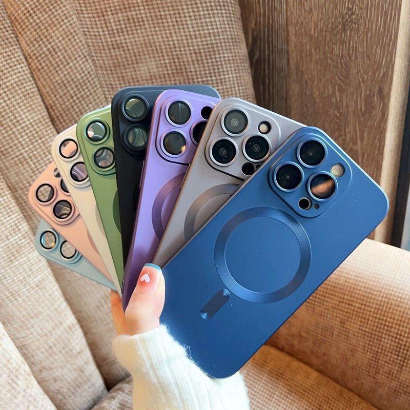 Магнитный чехол с рисунком CD и защитной пленкой для линз для iPhone 16E/Apple 15 Pro Max/14 Мягкий чехол