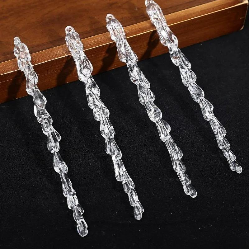 Acrylic Christmas Tree Hanging Icicle Transparent Icicle Drop Ornaments Xmas Pendant Simulation Crystal Icicles Snowflake Decor