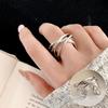 Geometric High-Polish Criss-Cross S925 Silver-Plated Open Ring - Women's Stackable Index Finger Jewelry