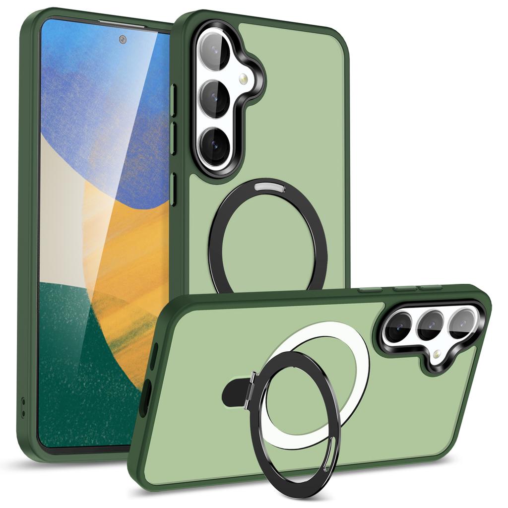 Чехол для Samsung Galaxy S24 PC+TPU Магнитное кольцо Подставка Защитная крышка для телефона