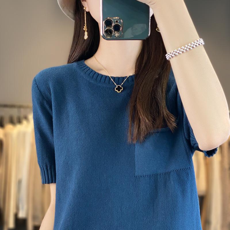 DAFIFY Женские модные повседневные летние весенние однотонные блузки и рубашки с короткими рукавами и круглым вырезом с принтом