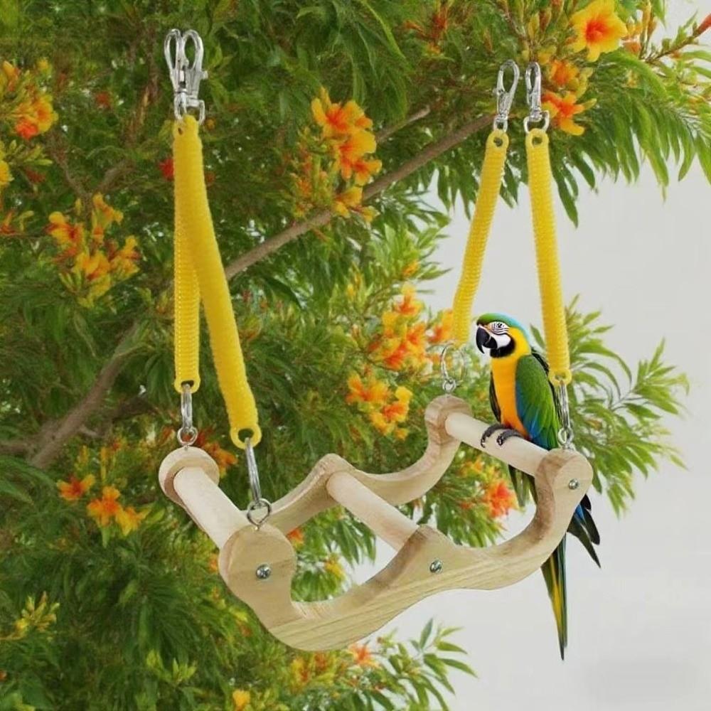 Wear Resistant Wood Bird Swing Chew-resistant Parrot Play Rack Bird Training Stand Bird Enrichment