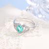 New Fashion Green Zircon Heart-shaped Ring for Women Luxury Shiny Crystal Zircon Ring Engagement Ring Jewelry