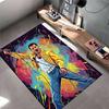 Pop Culture Area Rug, Freddie Mercury Yellow Jacket Pop Art Splash Color Poster, Man Cave Decor, Non-Slip Mat