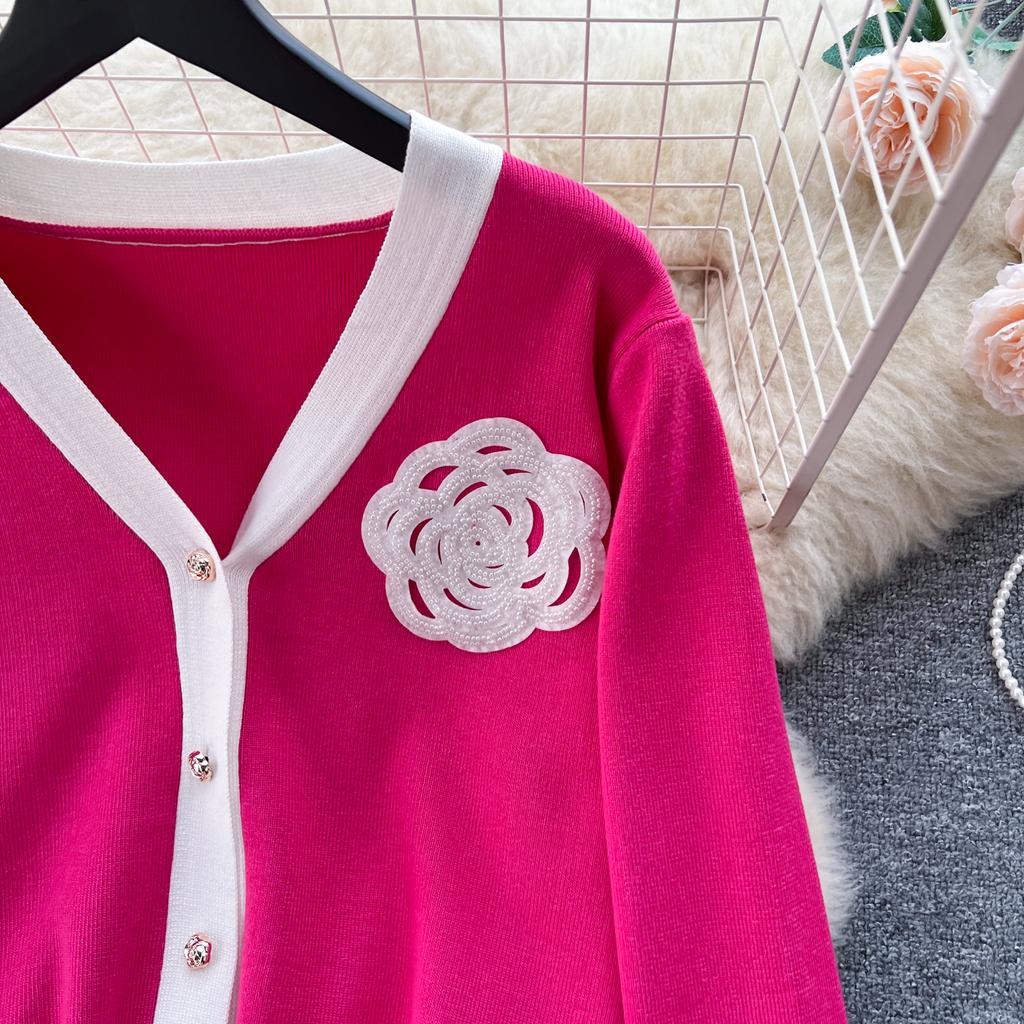 Высококачественный повседневный вязаный модный комплект знаменитостей для женщин, осенне-зимняя рубашка со свободными рукавами + драпированные брюки с высокой талией из двух предметов