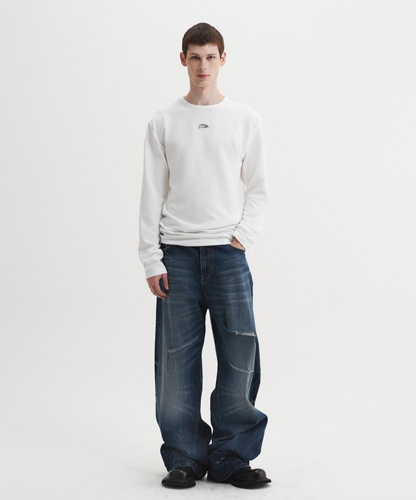 DNSR Metal Logo Knitted Long Sleeve White