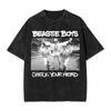 Vintage Camiseta Men's Women Beastie Boys Washed T-Shirt American Group Harajuku Short Sleeve Tee Streetwear Top