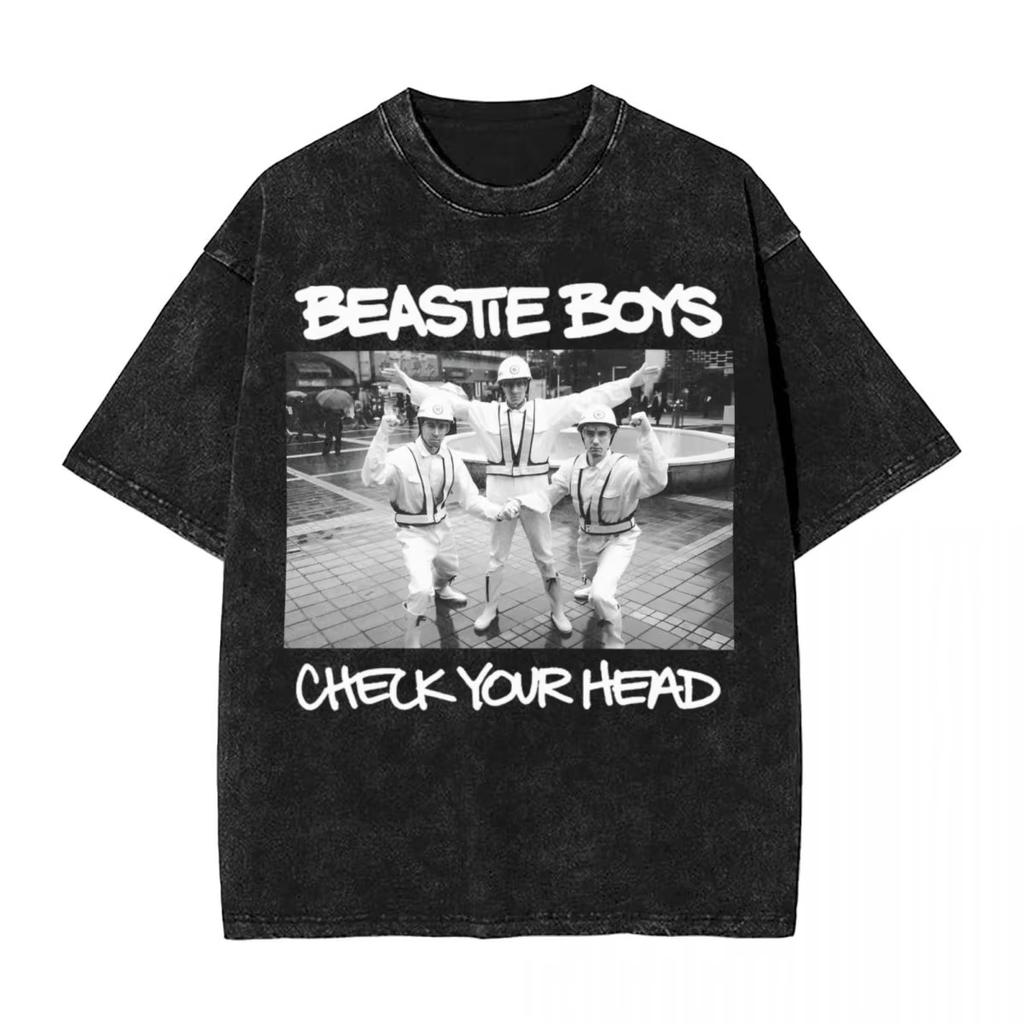 Vintage Camiseta Men's Women Beastie Boys Washed T-Shirt American Group Harajuku Short Sleeve Tee Streetwear Top