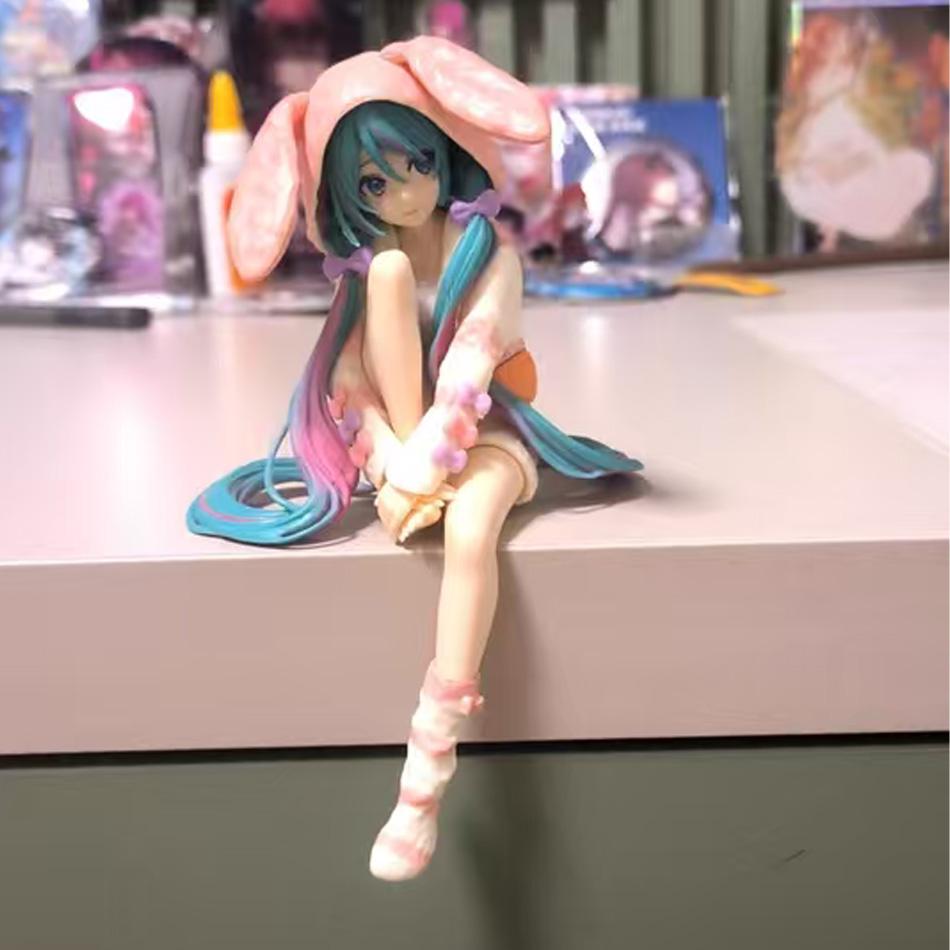 14СМ Аниме ХАТСUNE MIKU Фигурка в пижаме с ушками кролика Модель-стоппер для лапши Игрушка Кукла Фигурка Действия Коллекция Подарок ПВХ