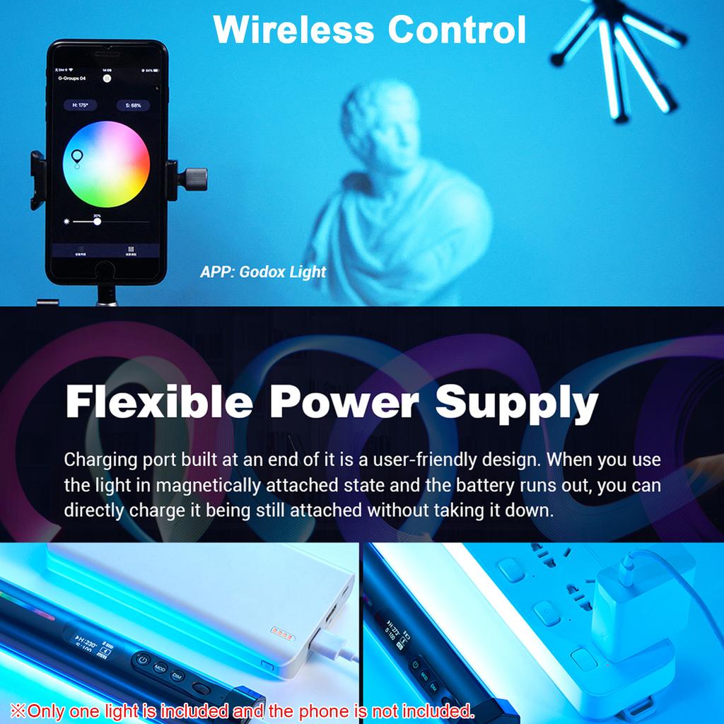 Godox TL30 Полноцветный RGB ламповый светильник Профессиональный светодиодный светильник для фотосъемки Палочка с двухцветной температурой