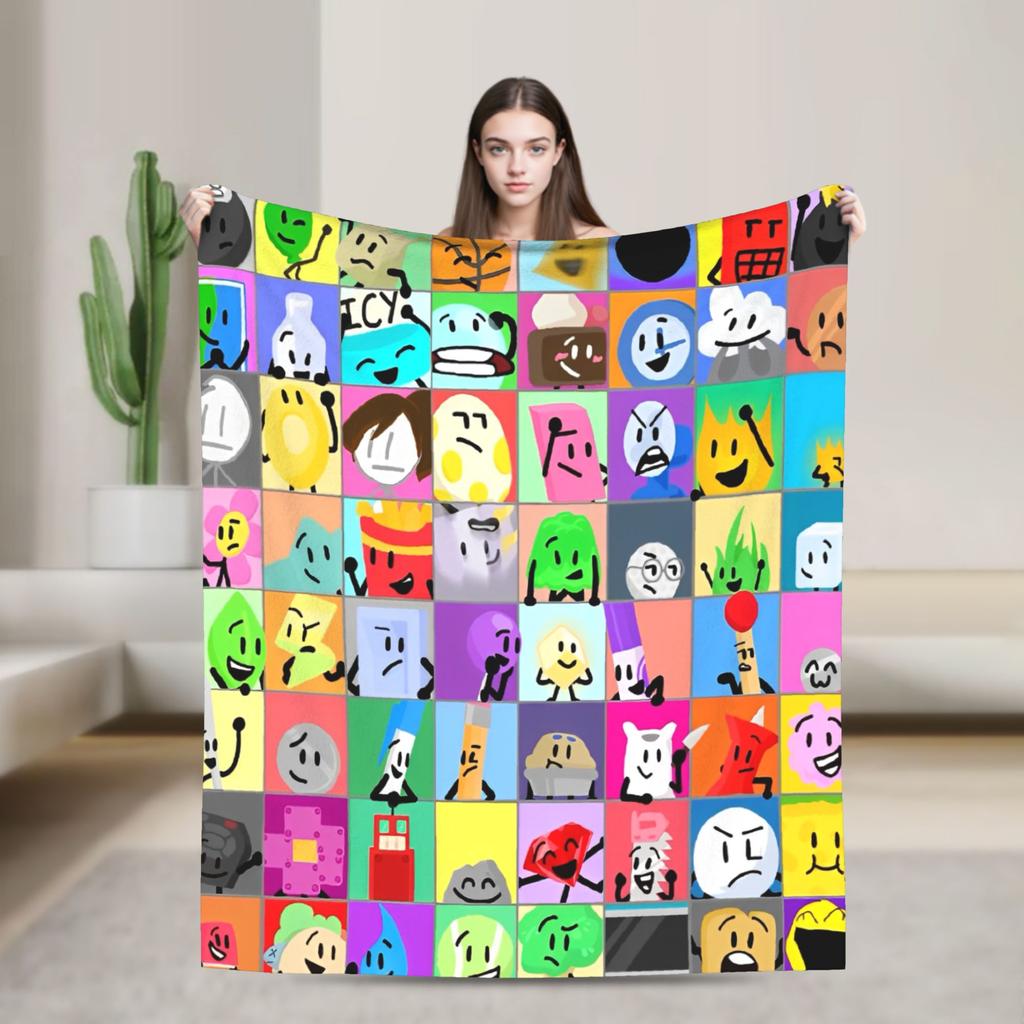 Cartoon Blankets Bfdi Flannel Funny Warm Throw Blanket for Home Autumn/Winter