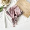 Small Fresh And Sweet Silk Scarf Square Scarf High-End Cute Style With Cotton And Linen Small Square Scarf Women'S Scarf Fringed Pendant