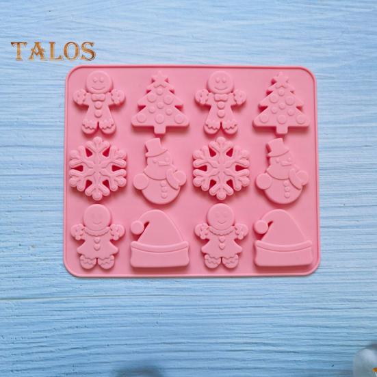 Рождественская силиконовая форма, 12 полостей, шляпа в виде снеговика, елки, печенья, человек, антипригарное пищевое качество, легко снимается, сделай сам, помадка, шоколадные конфеты, печенье, желе