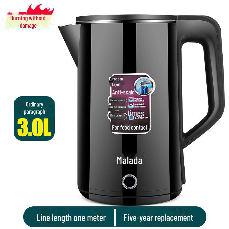 Электрический чайник Wanlida объемом 3 л из нержавеющей стали с изоляцией для домашнего использования