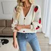 The New Autumn Casual Cardigan Is A Versatile Strawberry Jacquard Knitted Sweater for Women