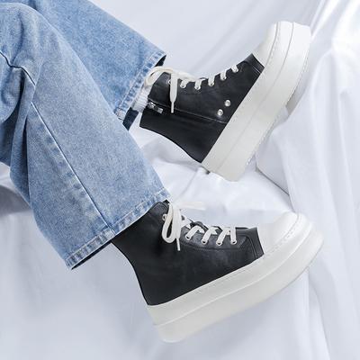 Туфли на толстой подошве с высоким верхом для сноубординга мужские и женские американские нишевые туфли для хай-стрит локомотив пара увеличивающие рост парусиновые туфли 18456-R