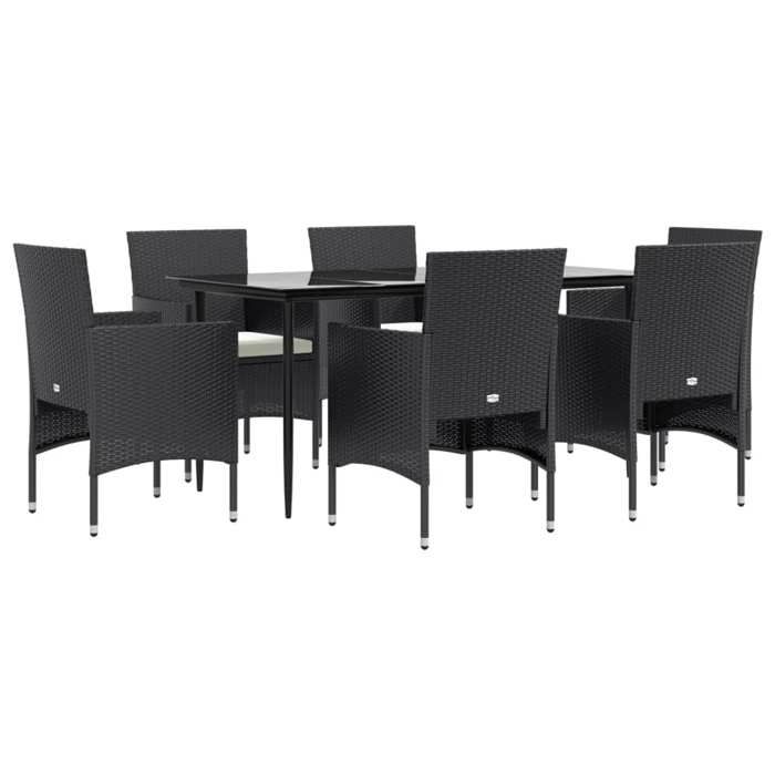 VidaXL Garden Dining Set with Cushions 7 Pcs Black, Outdoor Dining Set, Table and Chair of 3156617