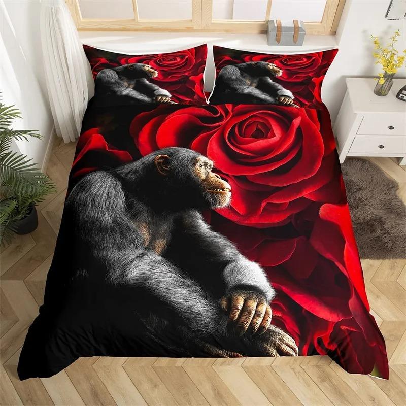 Highland Cow Bedding Set Farm Animal Duvet Cover Single King Queen Red Rose Comforter Cover Micr