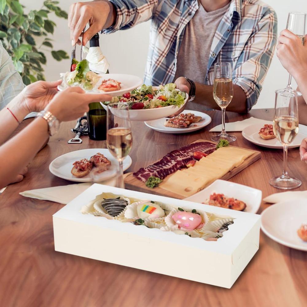 14 шт. белых подарочных коробок с оконными коробками для угощений, подарочная упаковка, автоматически выдвигающаяся подарочная упаковочная коробка для новогодних вечеринок, свадеб, юбилеев, простая сборка