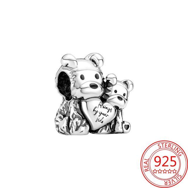 Подвеска из стерлингового серебра 925 пробы, романтическая розовая любовь, фиолетовый камень, подходящий для модного браслета для женщин, изготовление ювелирных изделий своими руками