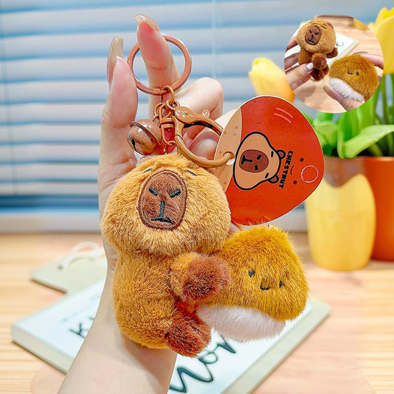 Soft Capybara Chestnut Plush Keychain Cute Cartoon Character For Keys Stylish