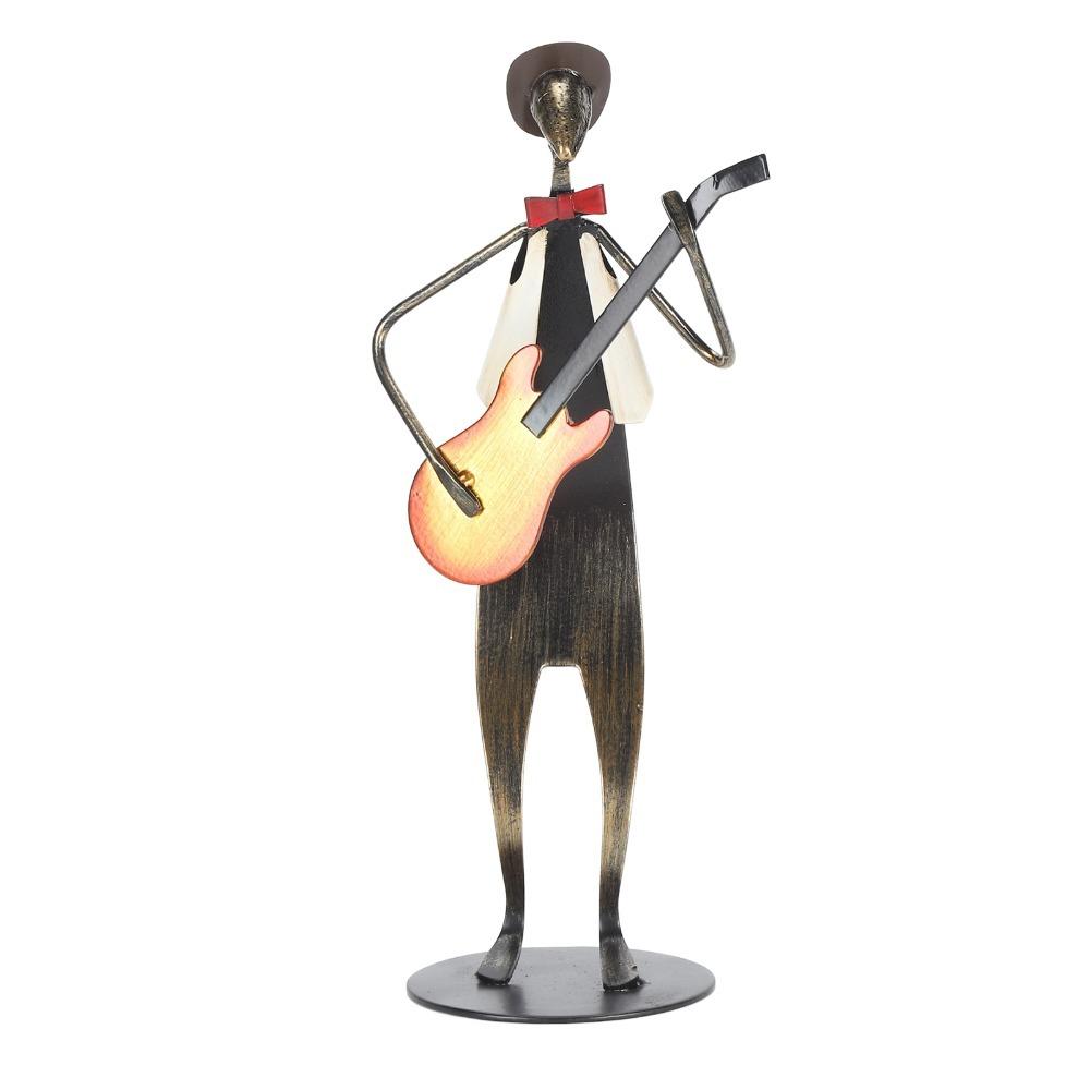 Craft Musician Sculpture Matte Desktop Ornament Statues Iron Figurine Living Room