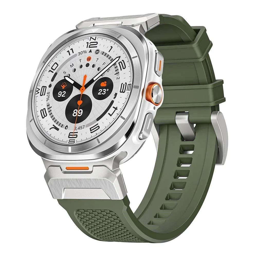 Silicone Bracelet for Samsung Galaxy Ultra Watch 47mm Rubber Men Band Metal Connector Strap for SAMSUNG galaxy watch 7 ULTRA 47
