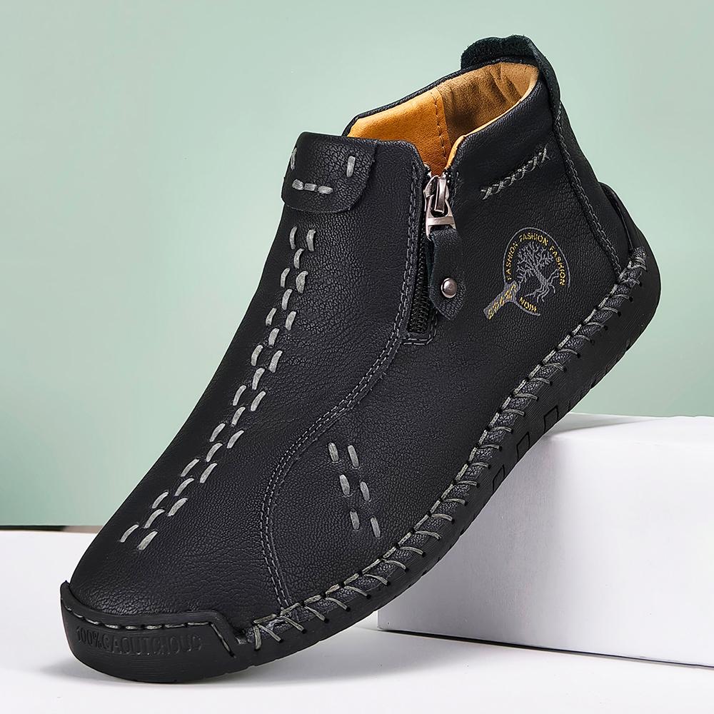 Новые классические мужские туфли ручной работы из кожи, кроссовки на молнии для отдыха на открытом воздухе, дышащие повседневные туфли, кожаные мужские ботильоны
