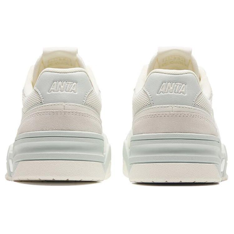 ANTA Women's Retro Platform Casual Skate Shoes Off White Light Grey 122428081-1