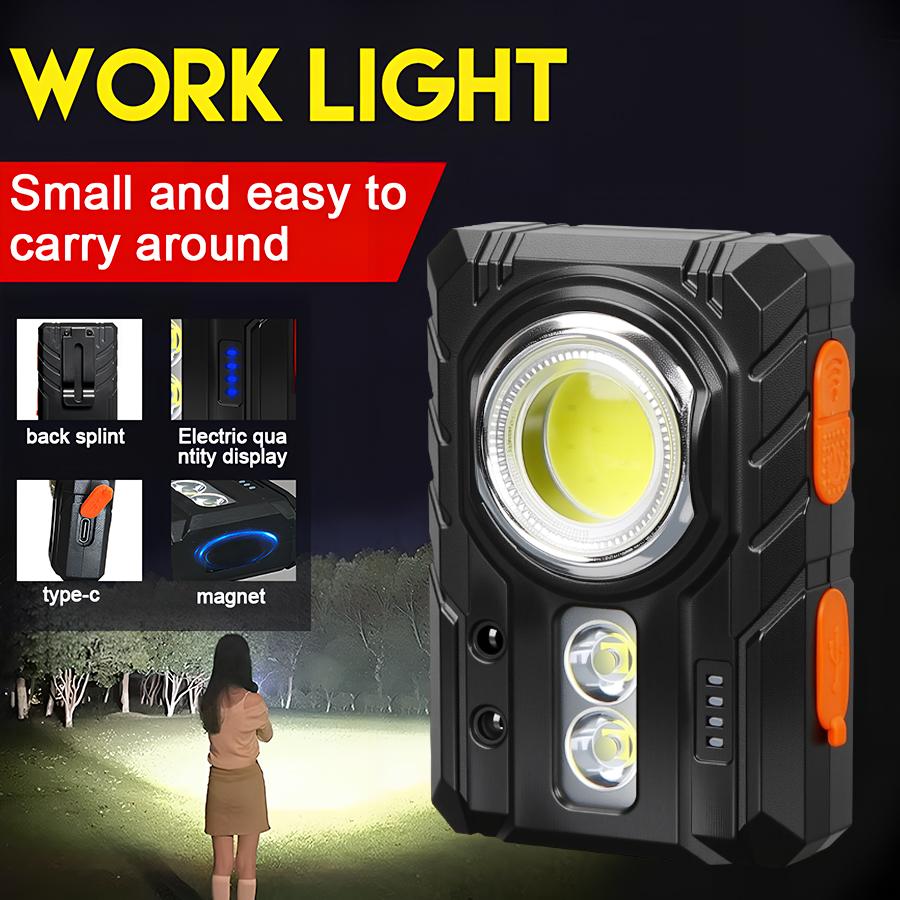 Portable Mini LED COB Work Light With Pocket Clip Rechargeable Sensing Outdoor Magnetic Flashlight Waterproof Emergency Lamp