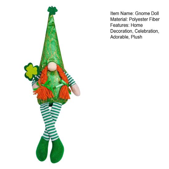 St. Patrick's Day Gnome Decoration Plush Gnome Doll Figurine with Shamrock Handmade Irish Faceless Dwarf Ornament for Table Decor