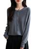 Women's Wool Round Neck Knit Cardigan - Versatile Autumn/Winter Sweater Outerwear