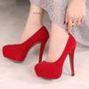 Women 'S Pumps High Heel 14cm Heel 4cm Platform Flocking Model Wedding Stiletto Sexy Large Size 35 -46 Shoes