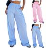 Women Casual Pants Vertical Stripe Design High Waist Wide Leg Trousers with Pockets Work Leisure