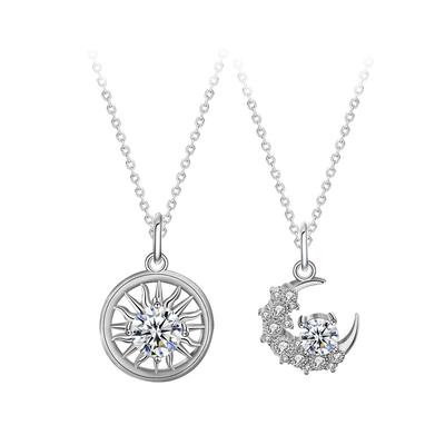 Оригинальное ожерелье Mossan Diamond из стерлингового серебра 925 пробы с изображением солнца и луны. Набор корейской версии подвески с ключицей меньшинства с гравировкой.