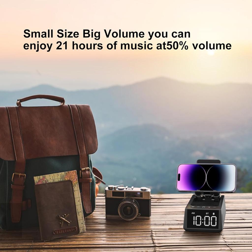Беспроводная подставка 3 в 1, динамик с громким будильником, подставка для мобильного телефона, устройство чтения карт памяти TF, дисплей 12H, микрофон, объемный звук HD, сотовый телефон и планшет