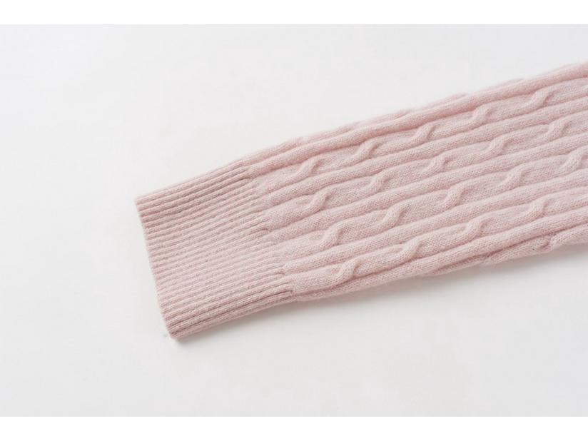 Women's 100% Pure Cashmere Cable Knit Lapel Sweater - Slimming and Versatile Pullover