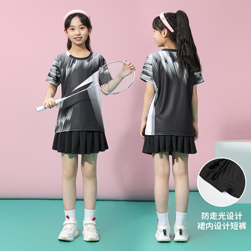 Kids Badminton Uniform Set Quick Dry Training Shirt Shorts Boys Girls Team Sports