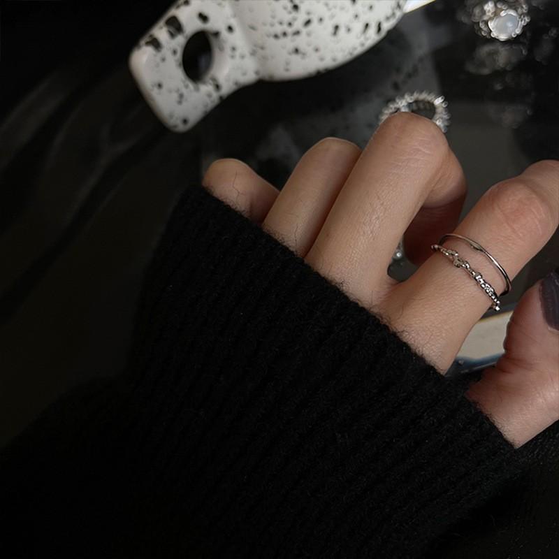 Потрясающее корейское геометрическое открытое регулируемое кольцо из стерлингового серебра 925 пробы с уникальными кристаллами-самоцветами