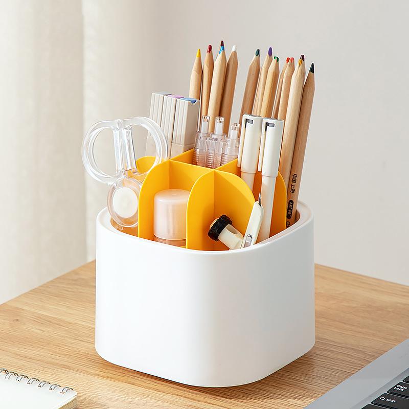 Настольный органайзер, прозрачный вращающийся держатель для ручек, полка-органайзер, цилиндр для канцелярских принадлежностей, держатель для ручек