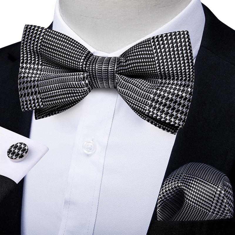 Свадебный галстук-бабочка для мужчин, классический красный предварительно завязанный галстук-бабочка, набор запонок для вечеринки, шелковый узел-бабочка, подарочные мужские аксессуары