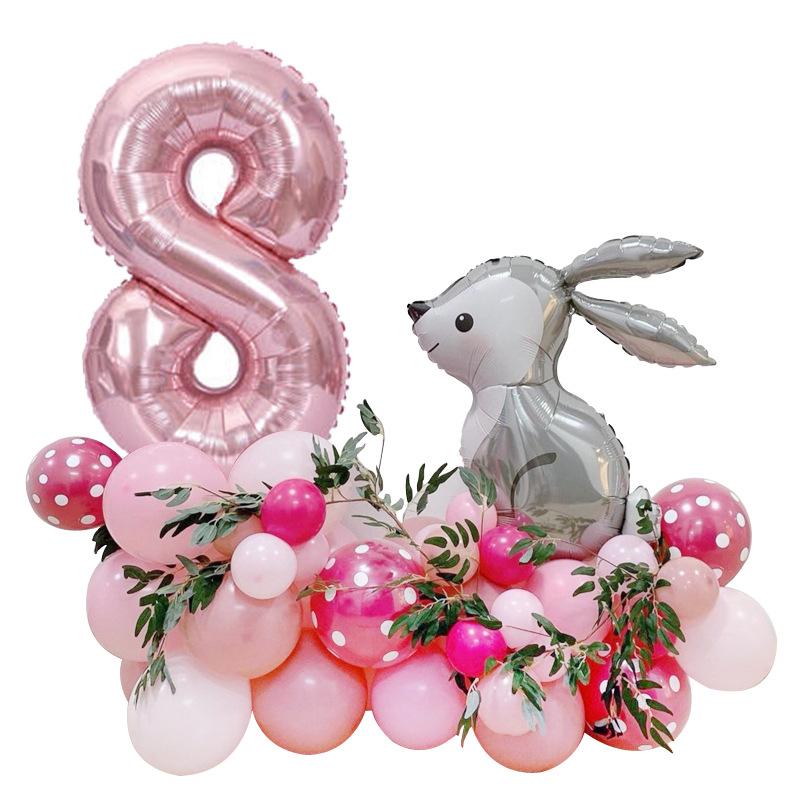 33 Серых воздушных шара в виде пасхального кролика 40 Алюминиевых шаров Счастливый первый день рождения ребенка