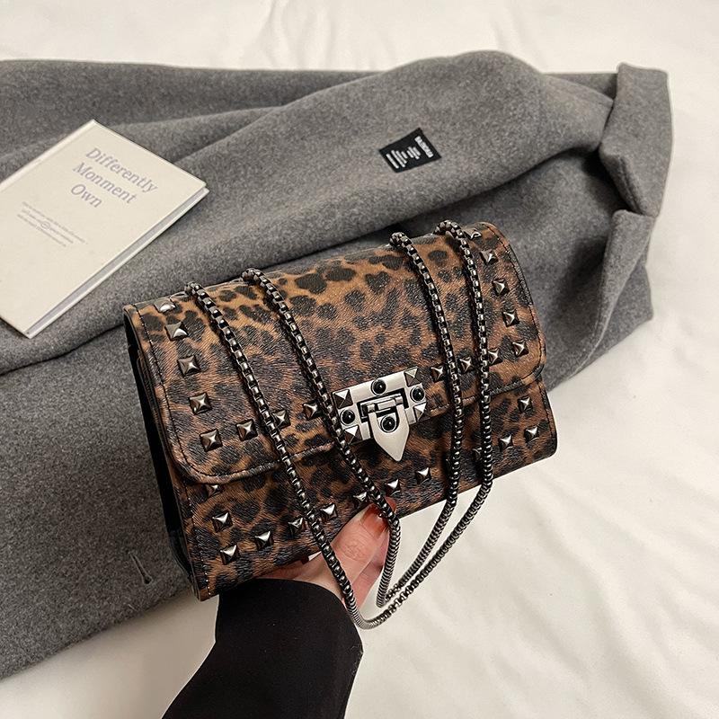 Женская сумка Temperament с леопардовым принтом, сумка через плечо, модная трендовая сумка через плечо с цепочкой Willow Nails, женская сумка-мессенджер